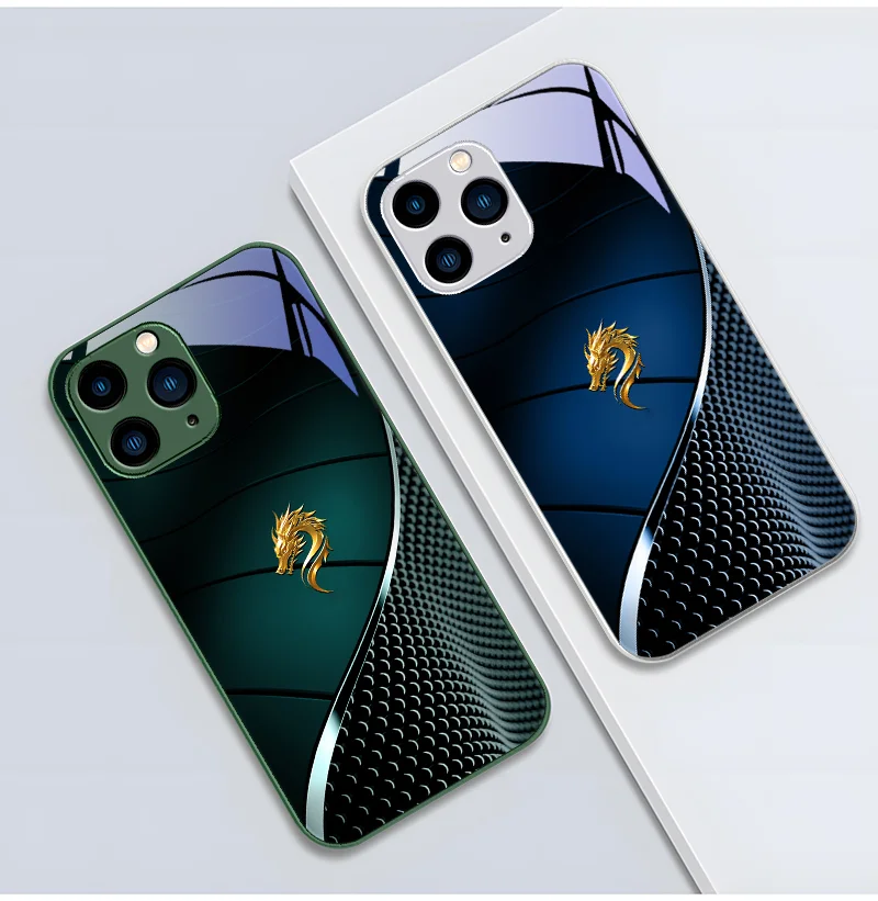 Golden Dragon Tempered Glass Case for iPhone