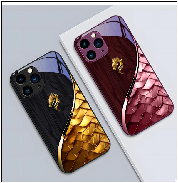 Stylish Dragon Scale Tempered Glass iPhone Case