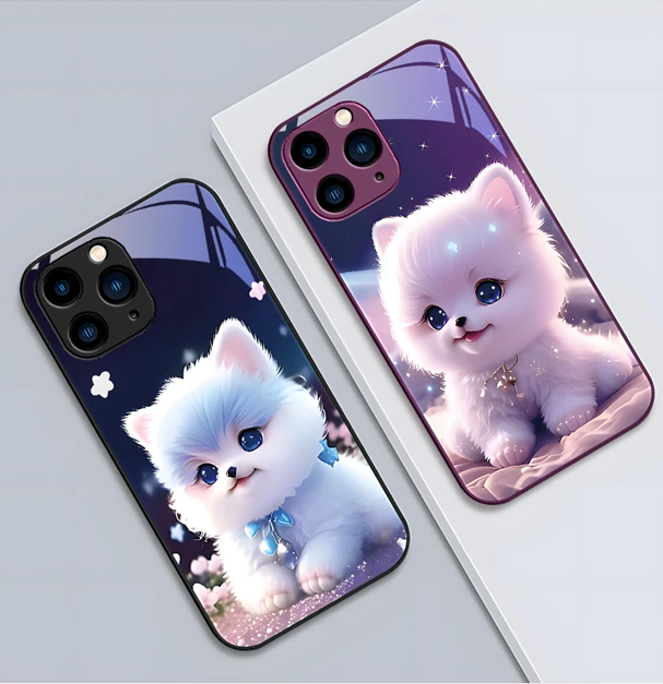 Cute Dog Tempered Glass Case for iPhone Models
