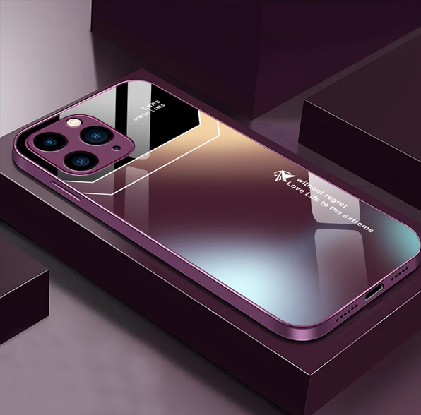 Aurora Gradient Tempered Glass Phone Case for iPhone