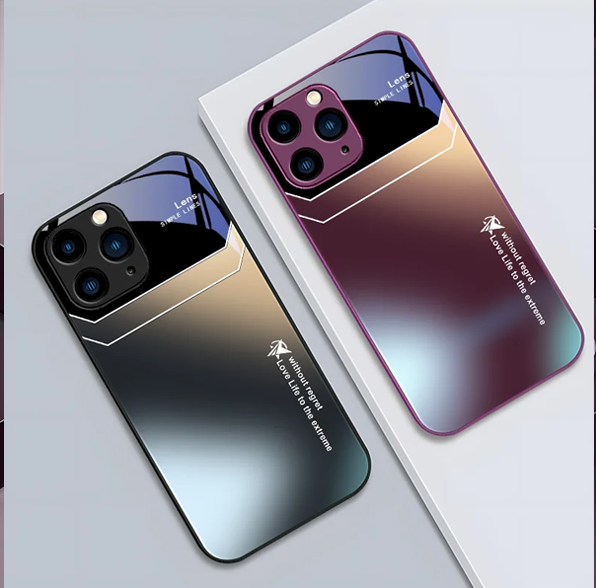 Aurora Gradient Tempered Glass Phone Case for iPhone