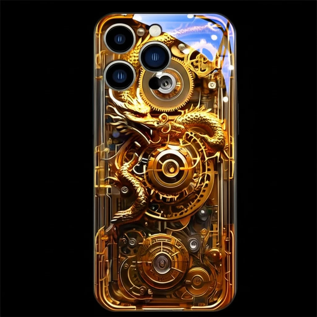 Mech Golden Dragon Sound Control LED Flash Case for Samsung Galaxy S Series