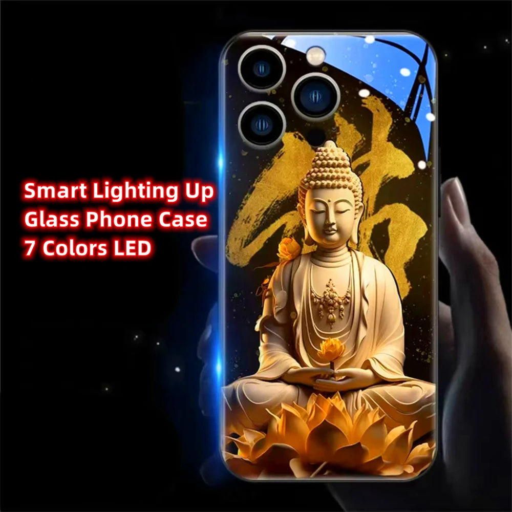 Luck Lotus Buddha LED Light Phone Case - Illuminate Your Style!