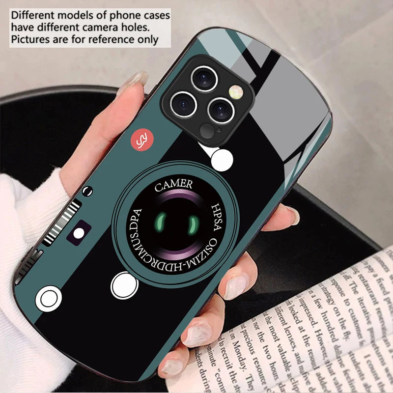 Dark Green Camera Pattern iPhone Case for All Models