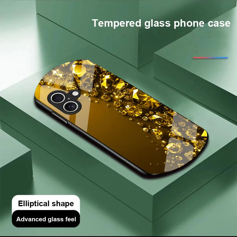 Glamorous Diamond Tempered Glass iPhone Case