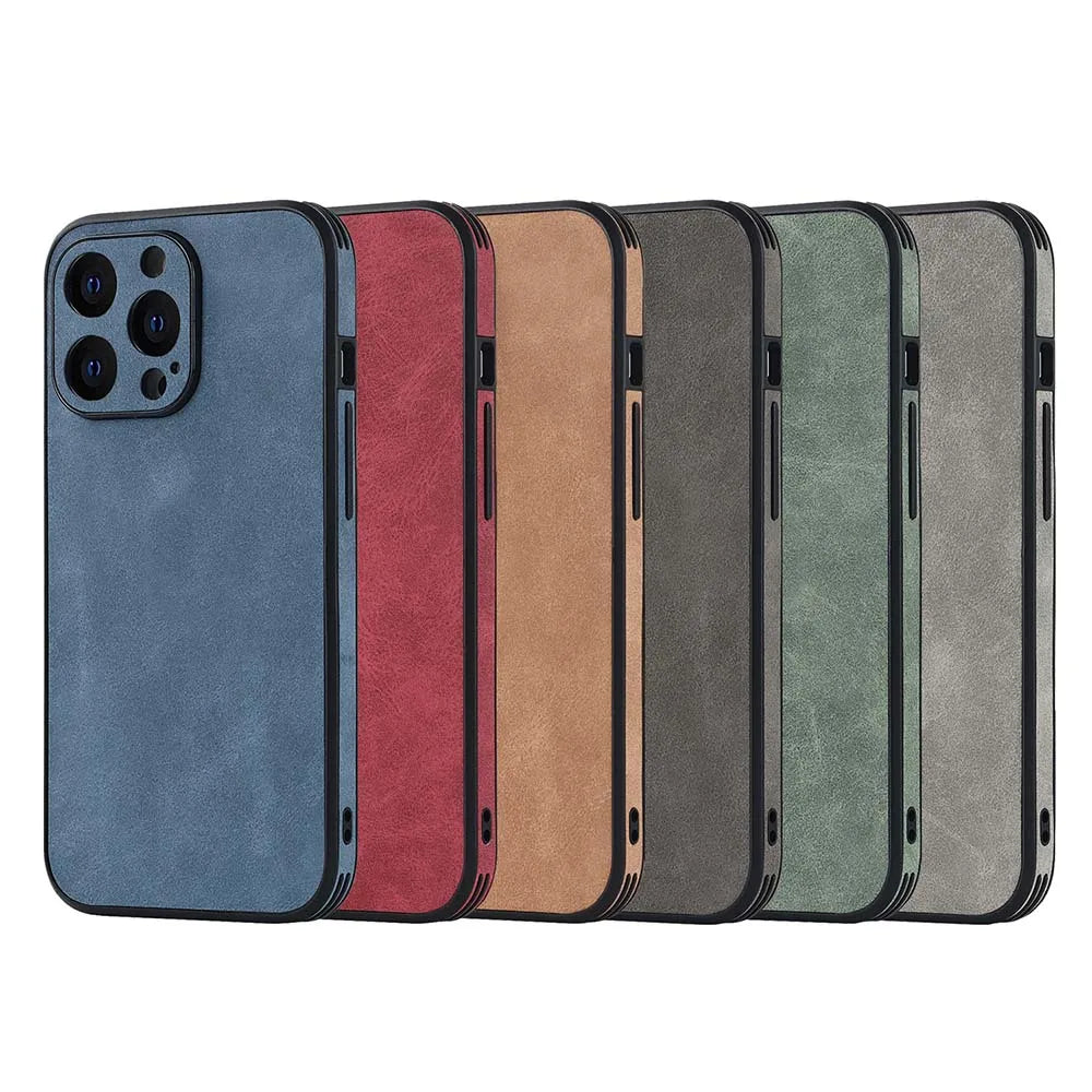 Pure PU Leather Color Case For iPhone