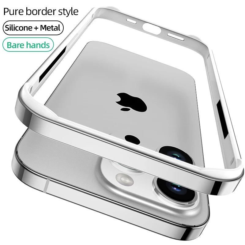 ArmorFlex Hybrid Case – Luxury Silicone + Aluminum Bumper for iPhone