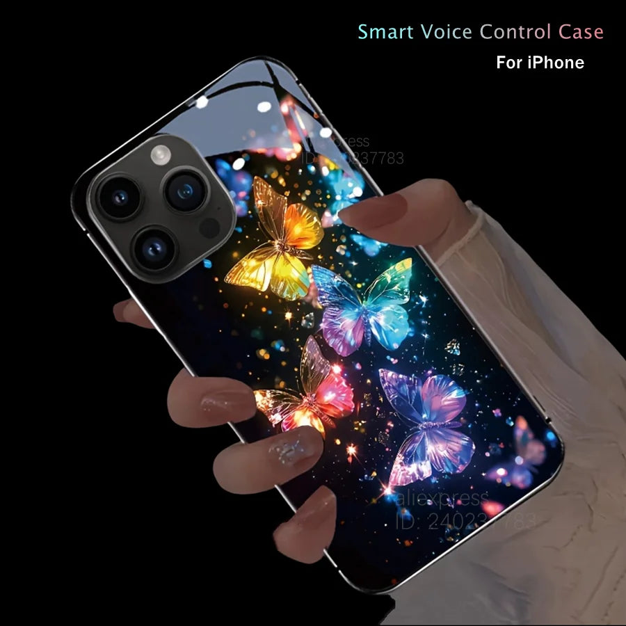 LED Glitter Butterfly iPhone Case - Voice Activated