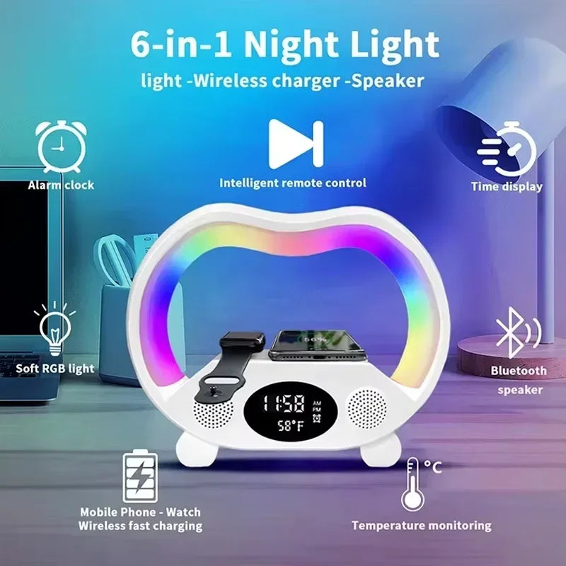 6 IN 1 Multifunction Wireless Charger Stand Speaker