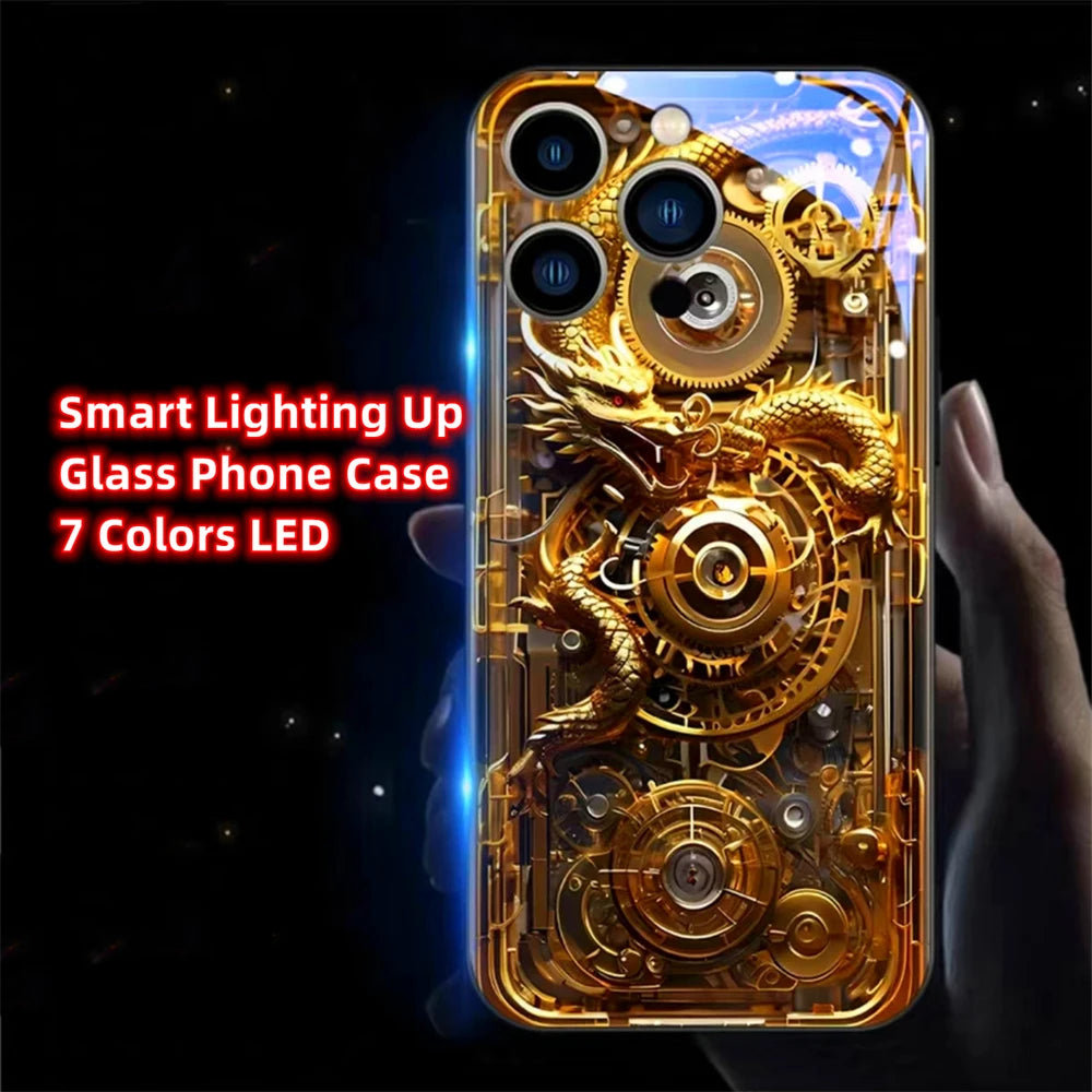 Chinese Dragon Pattern Smart Voice Controlled LED Phone Case for Samsung