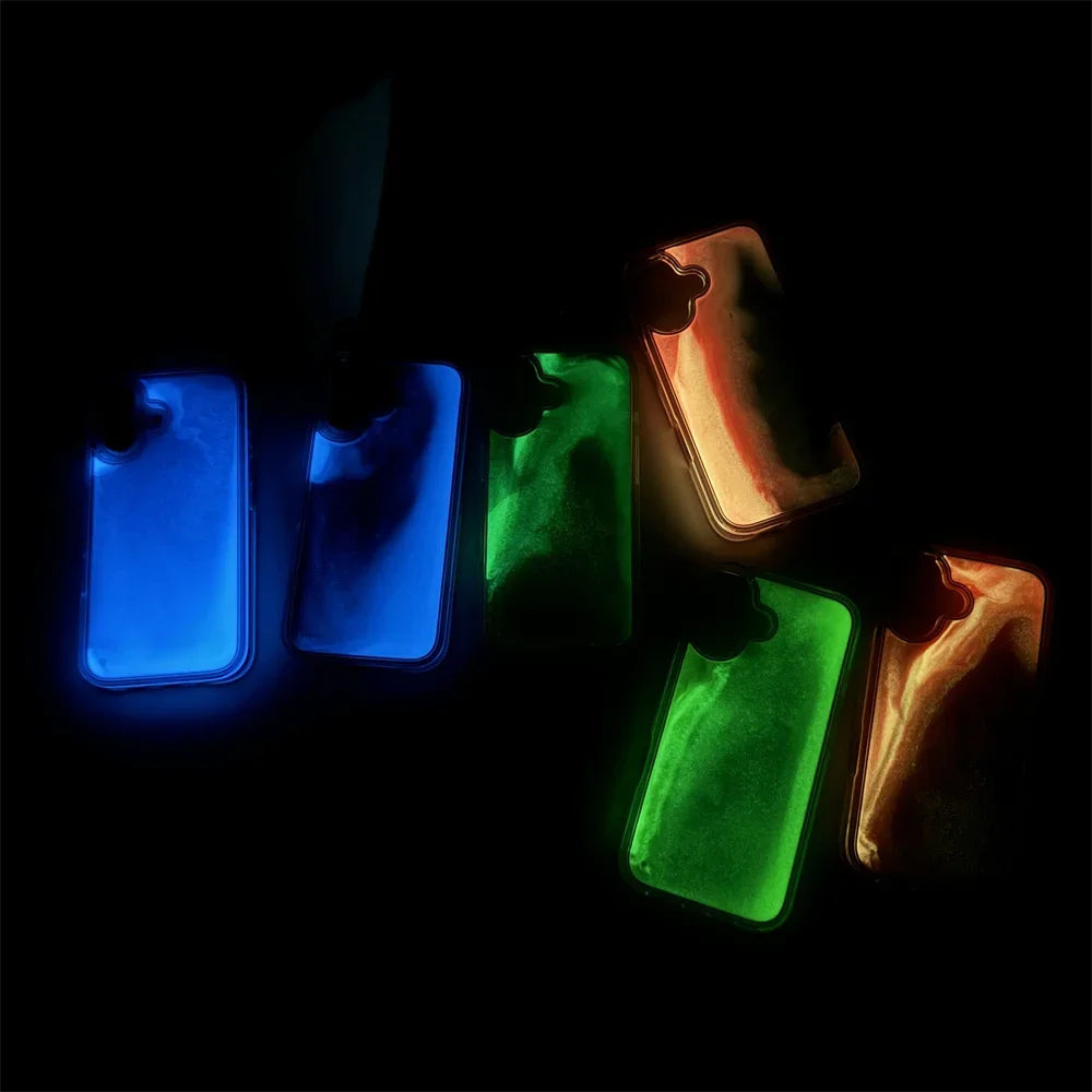 NeonGlow Quicksand Case – Luminous Liquid Glitter Protection