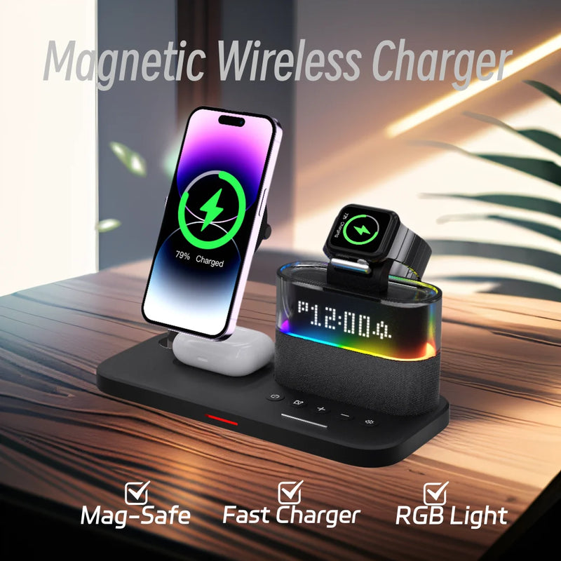 MagGlow™ 5-in-1 Wireless Charging Clock Dock