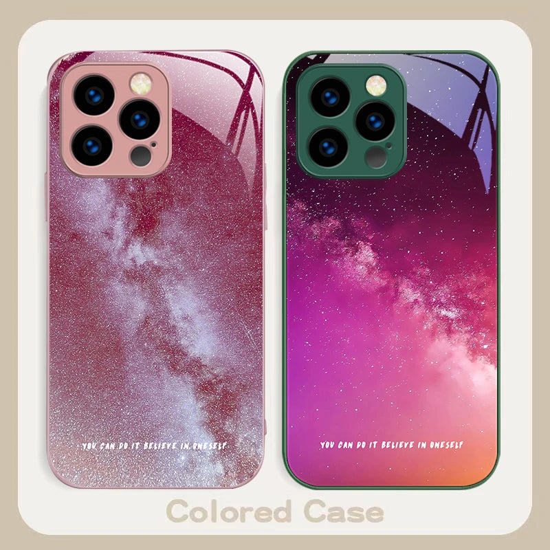 Brilliant Starry Sky Tempered Glass Phone Case
