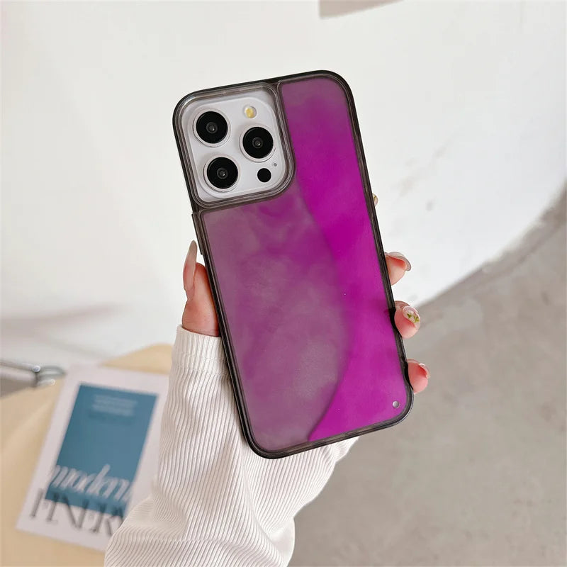 GlowWave Quicksand Case – Luminous Liquid Glitter Magic