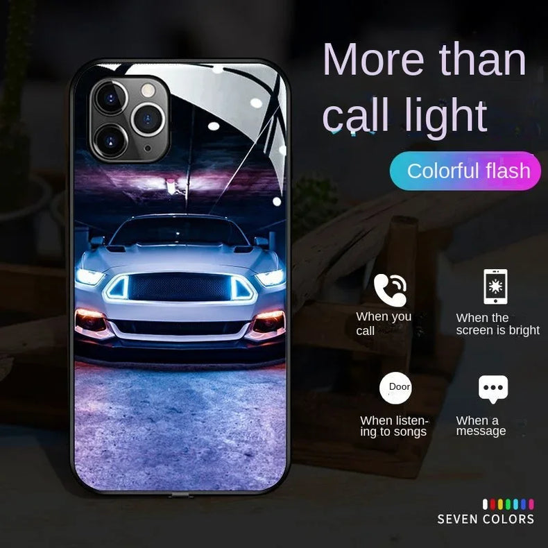 LED Glowing Tempered Glass Phone Case for iPhone