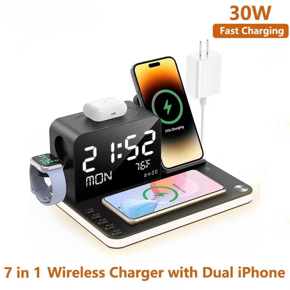 7-in-1 Fast Wireless Charging Station with Night Light
