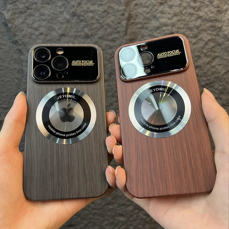 Magnetic Wood Grain Magsafe Case