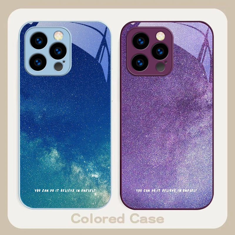 Brilliant Starry Sky Tempered Glass Phone Case