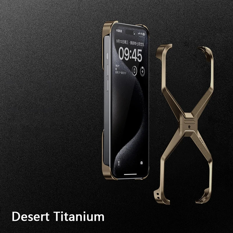Premium Metal Rimless iPhone Case for 12-16 Pro Max