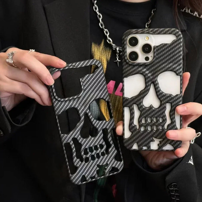Carbon Fiber Skull Armor Phone Case
