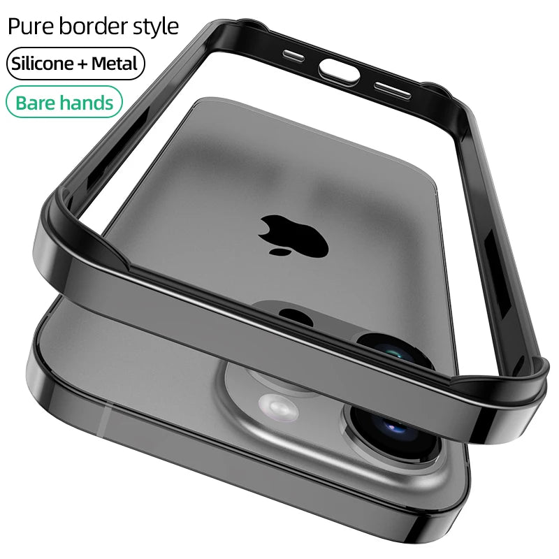 ArmorFlex Hybrid Case – Luxury Silicone + Aluminum Bumper for iPhone