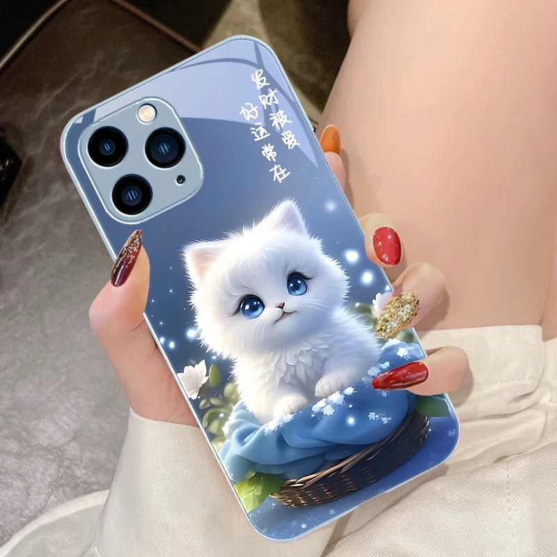 Cute Dog Tempered Glass Case for iPhone Models