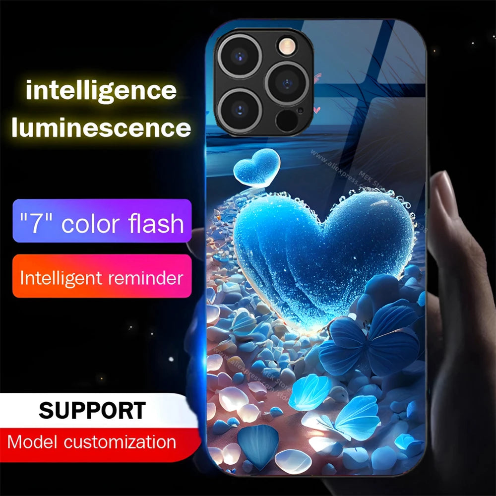 Cute Crystal Butterfly LED Light Phone Case for Samsung - Glitter Back Cover
