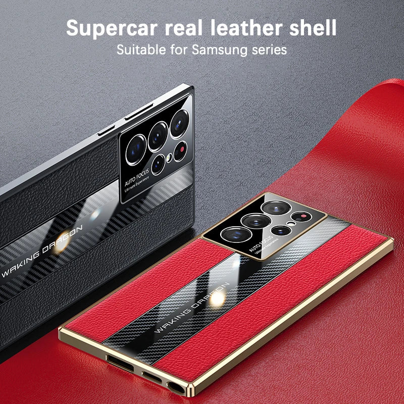 Luxury Leather Carbon Fiber Case for Galaxy S21/S22/S23