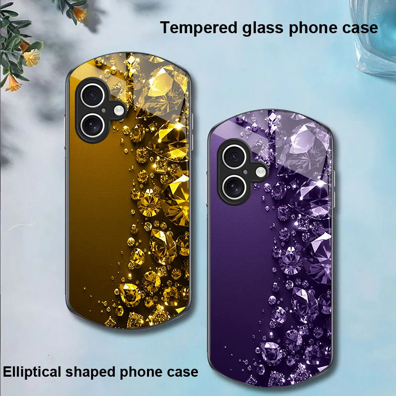 Glamorous Diamond Tempered Glass iPhone Case