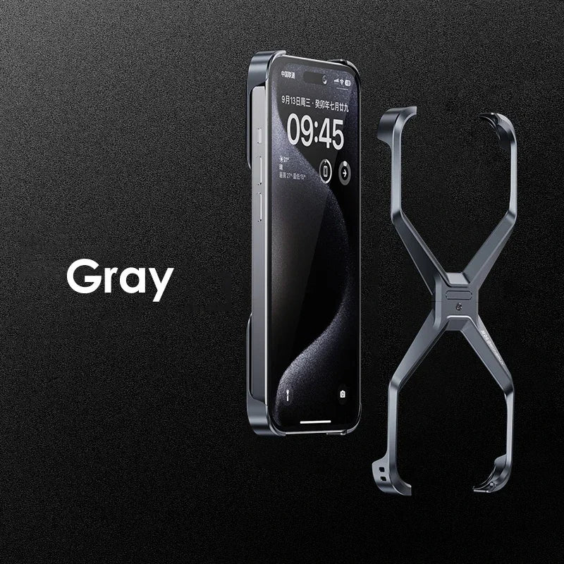 Premium Metal Rimless iPhone Case for 12-16 Pro Max