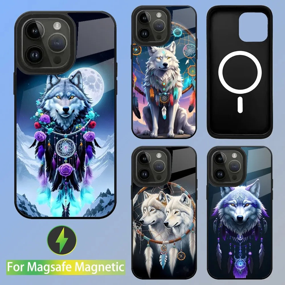 Dream Catcher Wolf Magnetic Phone Case for iPhone