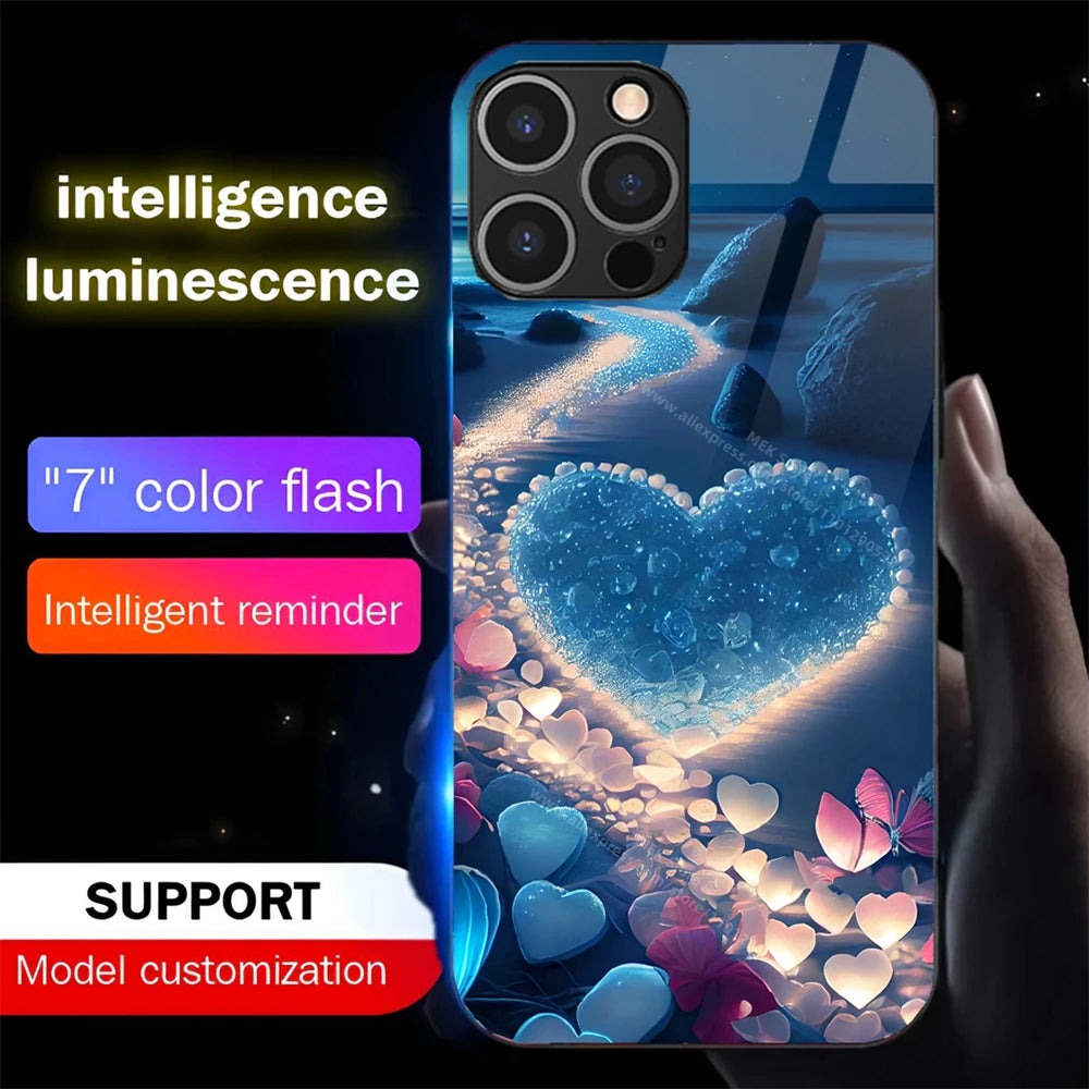 Cute Crystal Butterfly LED Light Phone Case for Samsung - Glitter Back Cover