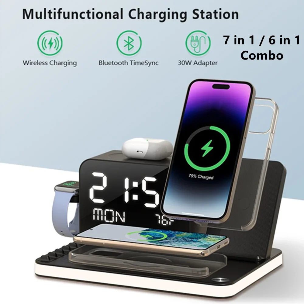 7-in-1 Fast Wireless Charging Station with Night Light
