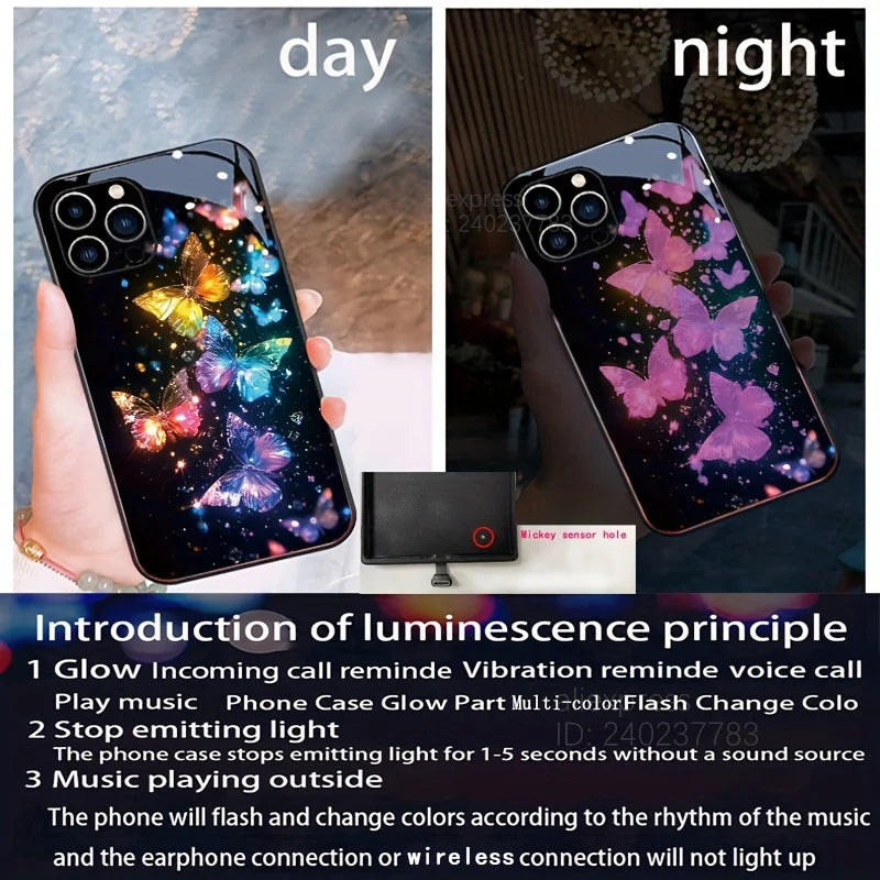 LED Glitter Butterfly iPhone Case - Voice Activated