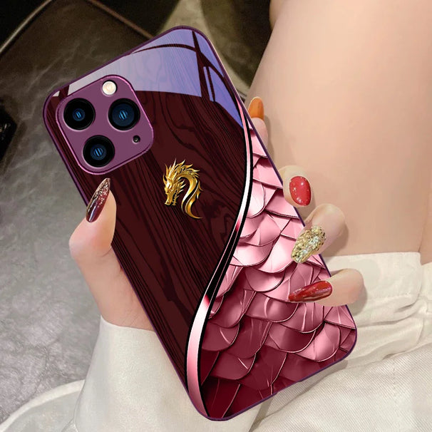 Stylish Dragon Scale Tempered Glass iPhone Case