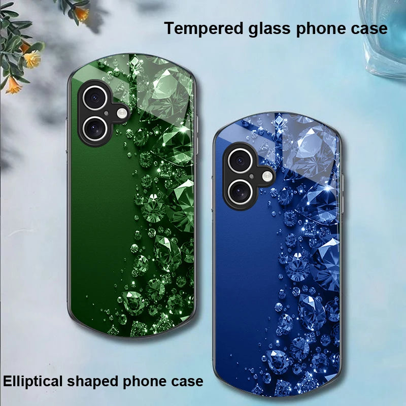 Glamorous Diamond Tempered Glass iPhone Case