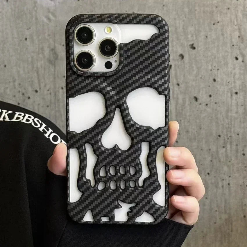 Carbon Fiber Skull Armor Phone Case