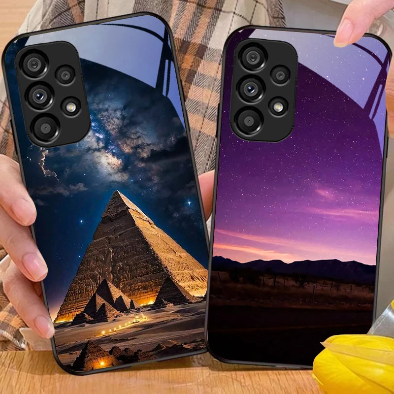 Starry Sky Tempered Glass Case for Galaxy S10+