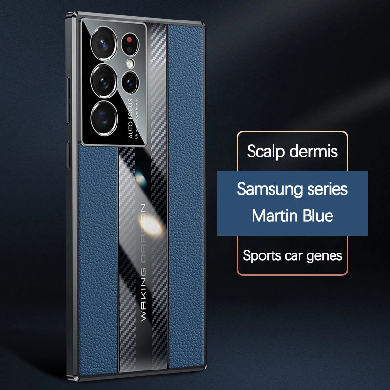Luxury Leather Carbon Fiber Case for Galaxy S21/S22/S23