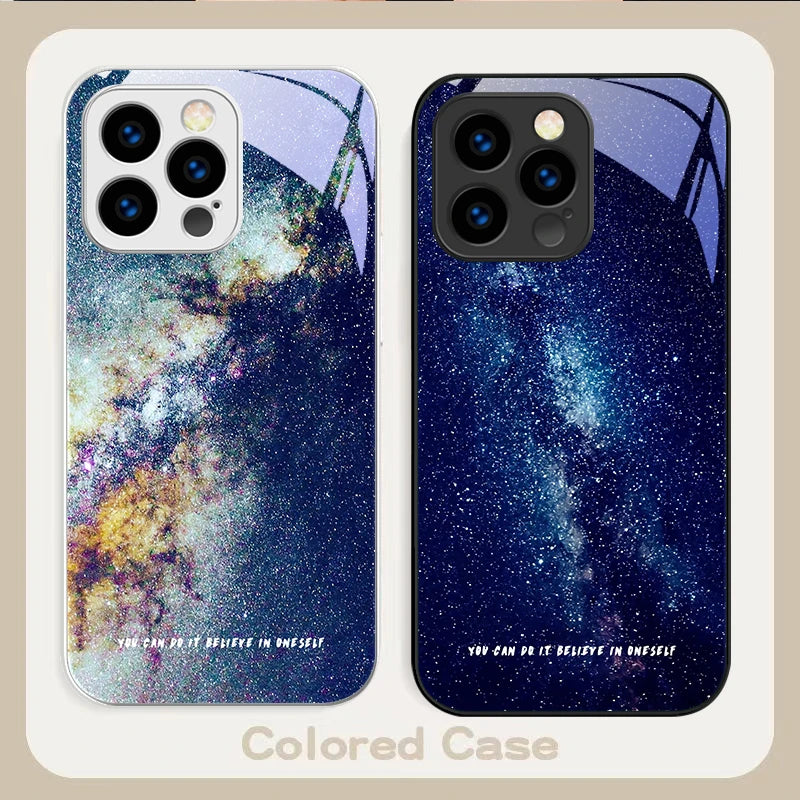 Brilliant Starry Sky Tempered Glass Phone Case