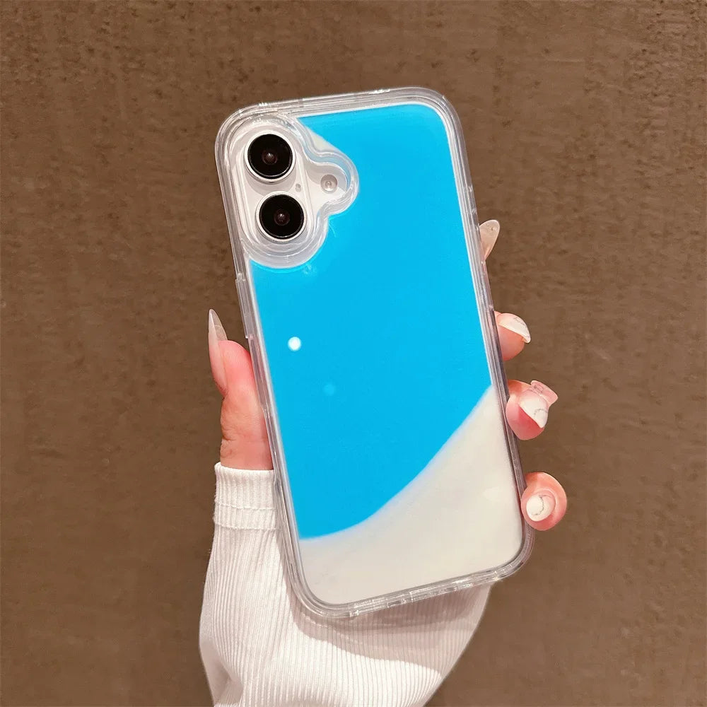 NeonGlow Quicksand Case – Luminous Liquid Glitter Protection