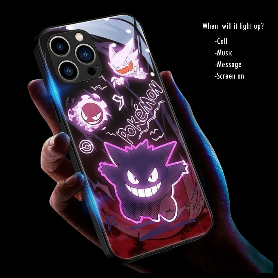 Cool Anime Gengar LED Flash Phone Case for iPhone Series